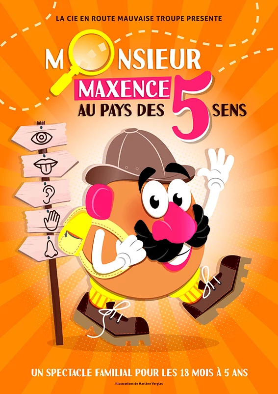 Affiche du spectacle Monsieur Maxence au pays des 5 sens à la Comédie de Besançon